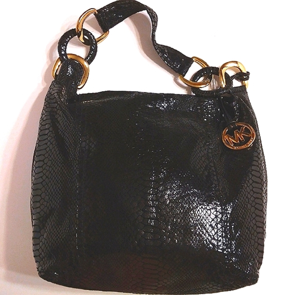 Must See! Gorgeous Michael Kors Black Python Embo… - image 1